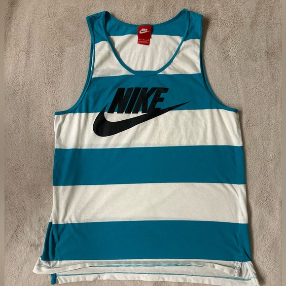 Nike Men's Teal and White Striped Tank Top - Men’s Medium/womens large - Picture 1 of 4